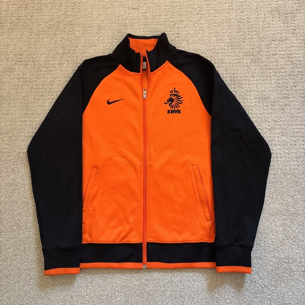 Nike Netherlands KNVB Track Jacket Mens Sz Small Orange Full Zip Soccer 2014